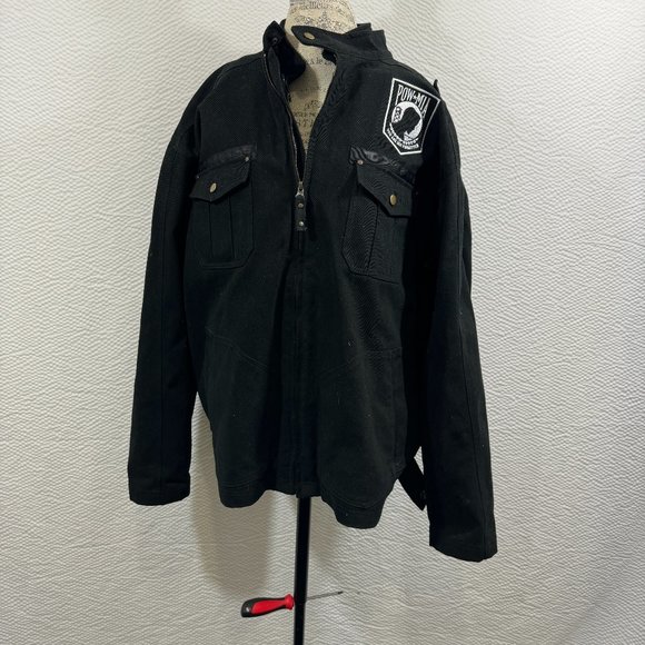 U.S. Services Valiant K&S POW*MIA Black Denim Bomber Jacket & Fleece Vest - Picture 2 of 15